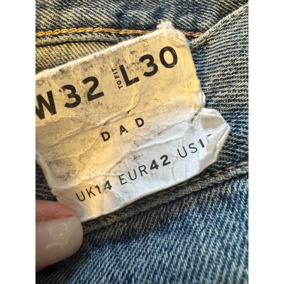 Topshop DAD Jeans Size 10 W32 L30 Button Fly Straight Leg NWT - Picture 4 of 13